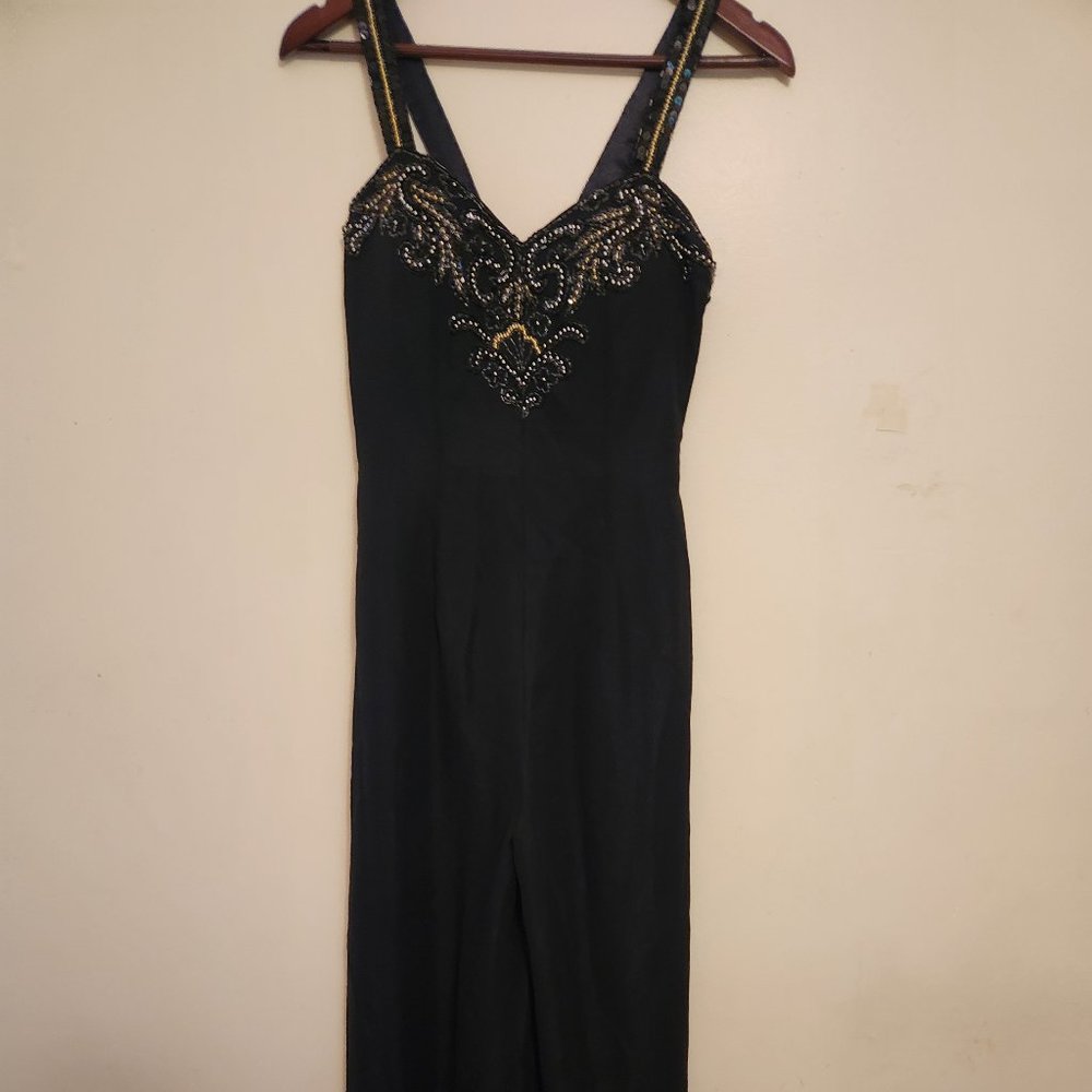 Vintage Jas Jas New York Designs black beaded jumpsuit
